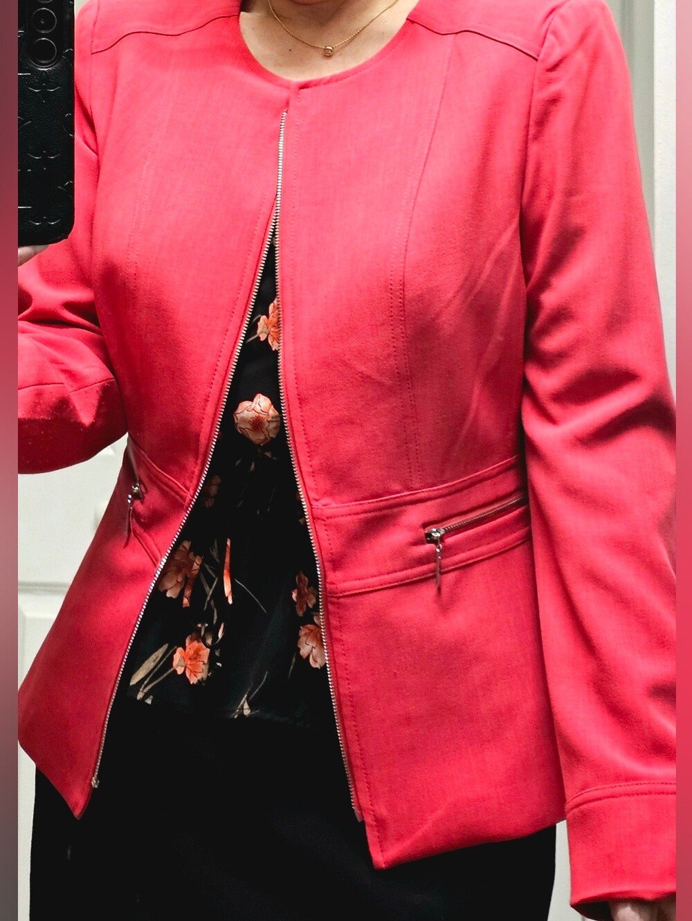 Women’s Coral Pink Zip-Front Jacket 10